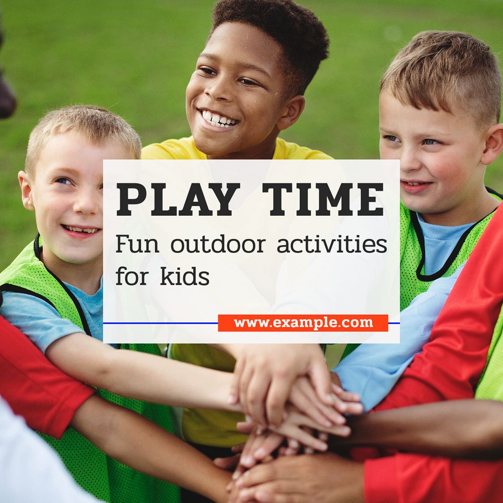 Play time camp Instagram post template, editable text