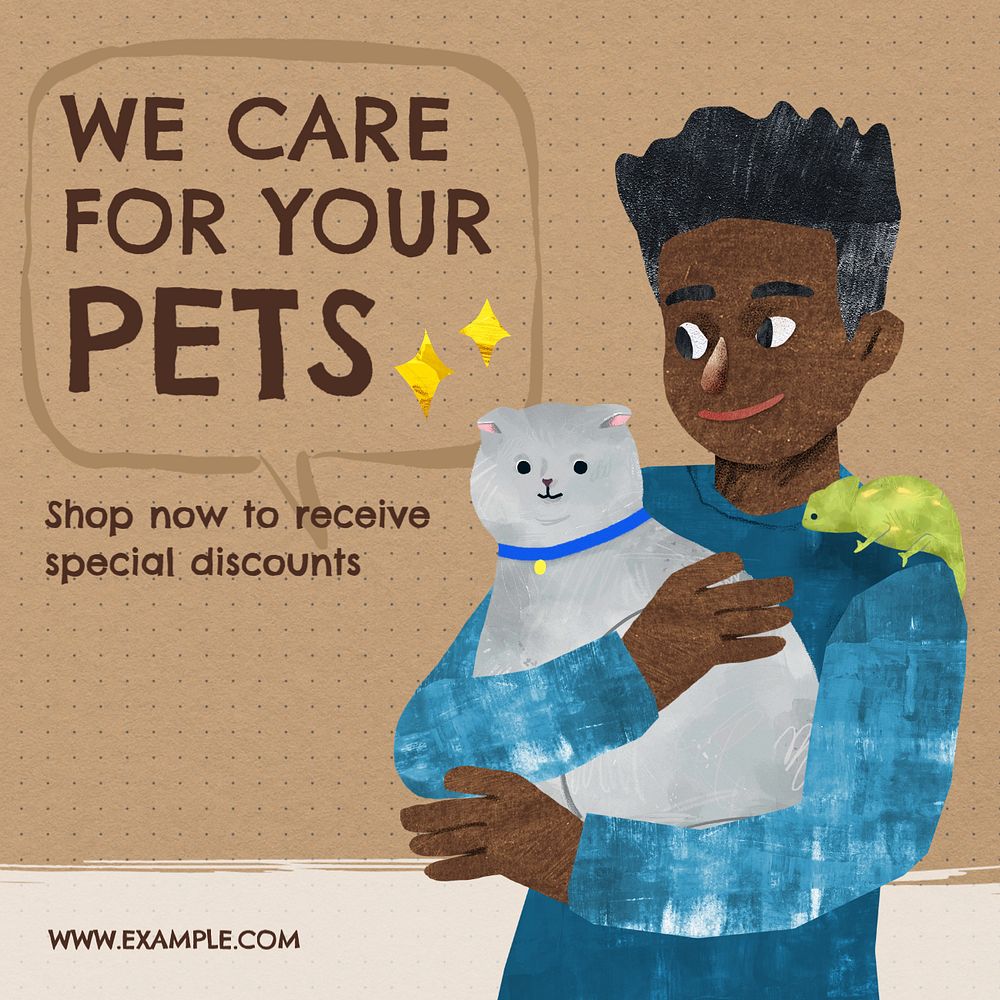 Pet store Instagram post template, editable text