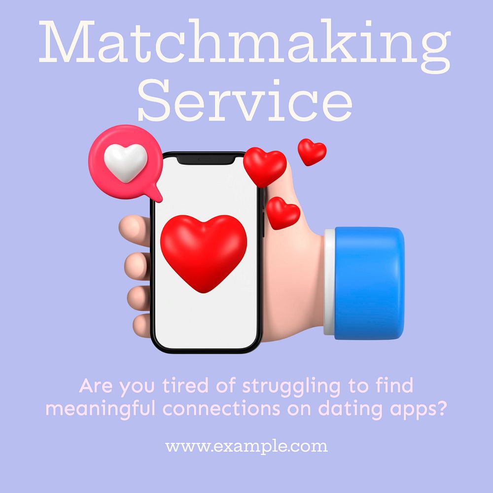 Dating app match Instagram post template, editable text