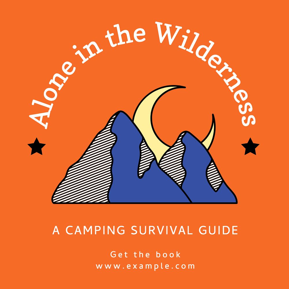 Camping alone Instagram post template, editable text