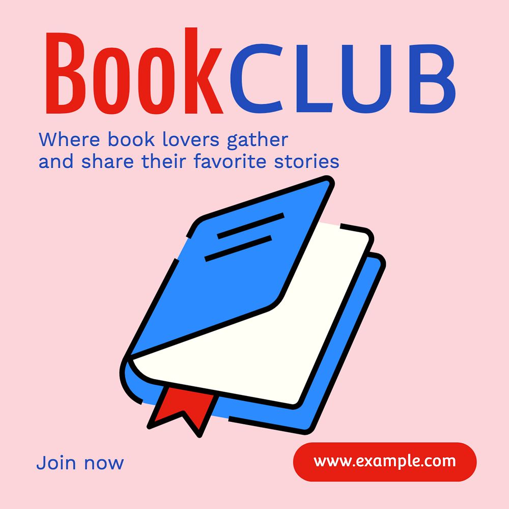 Book club Instagram post template, editable text