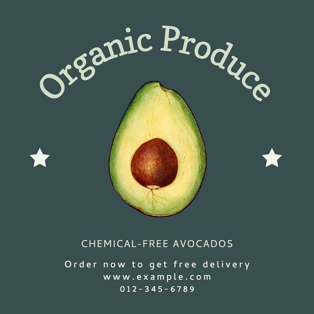 Organic produce Instagram post template, editable text