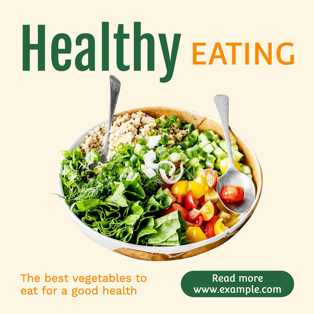 Healthy eating Instagram post template, editable text