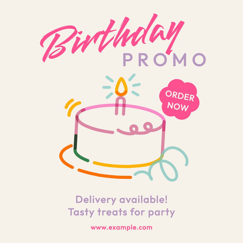 Birthday promo Instagram post template, editable text