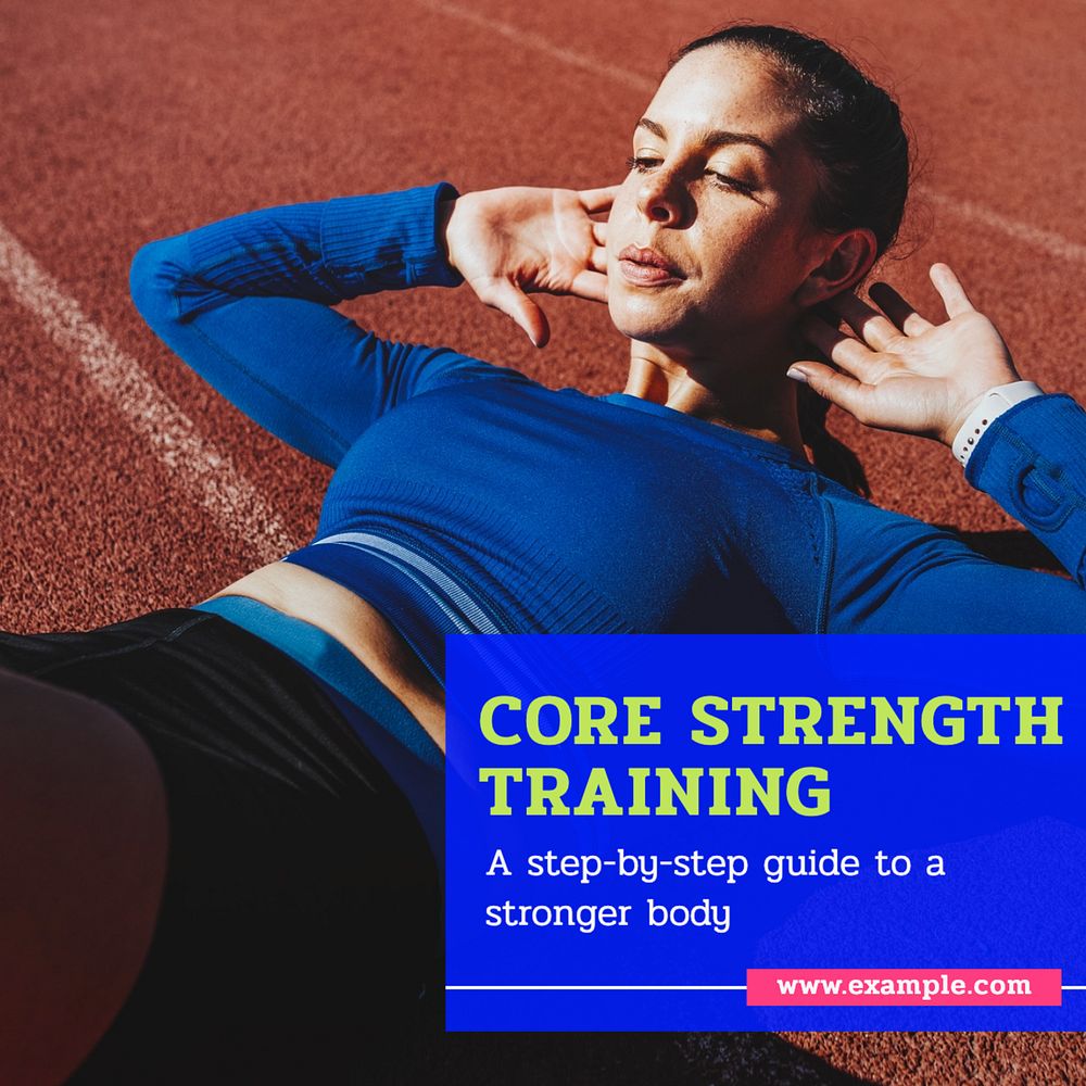 Core strength training Instagram post template, editable text