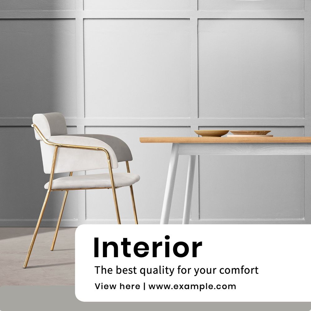 Interior item Instagram post template, editable text