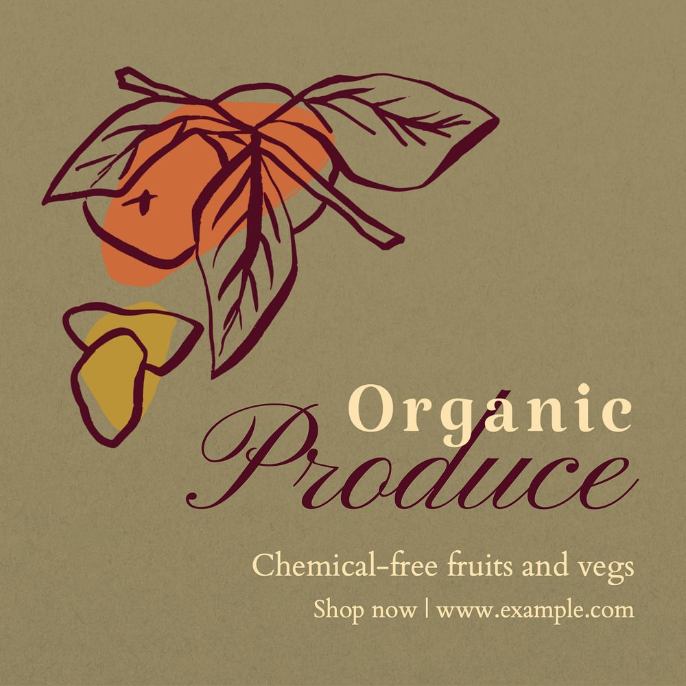 Organic produce Instagram post template, editable text