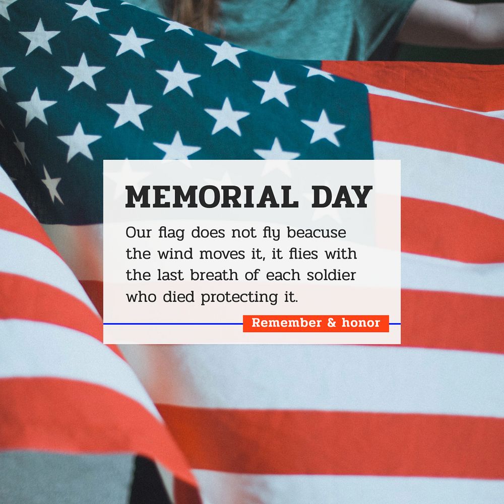 Memorial day Instagram post template, editable text