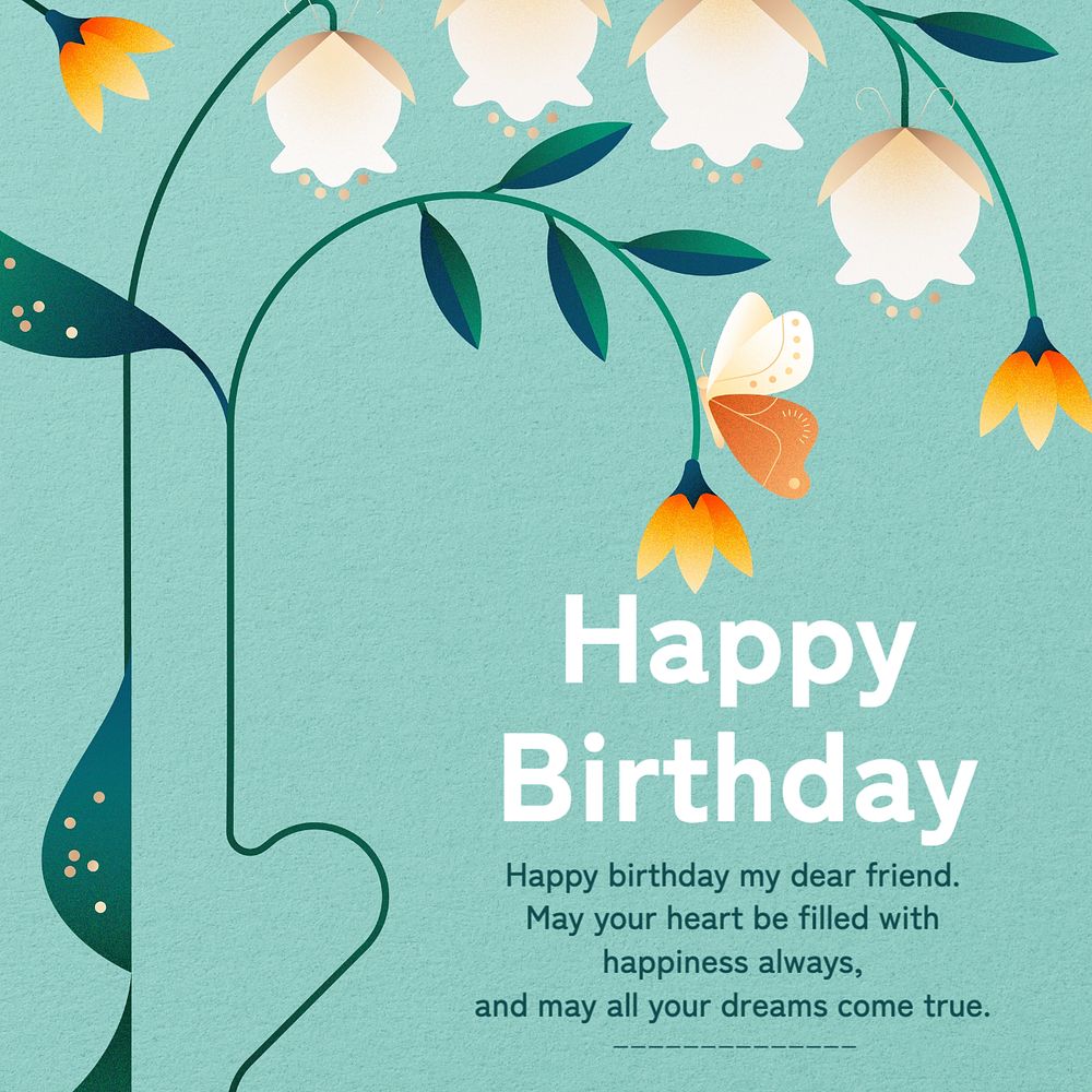 Happy birthday Instagram post template, editable text