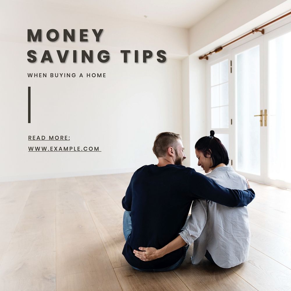 Money saving tips Instagram post template, editable text