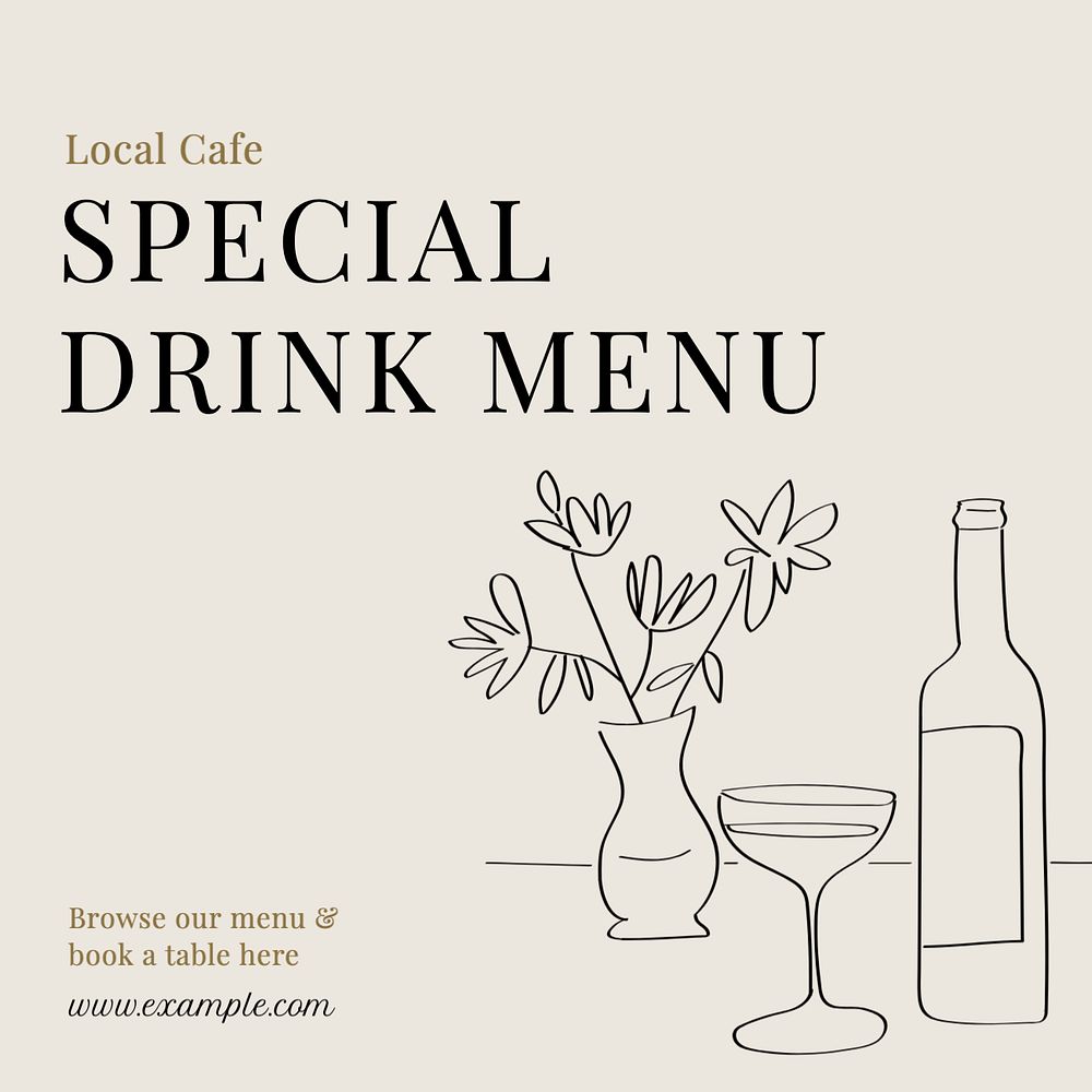 Special drink menu Instagram post template, editable text