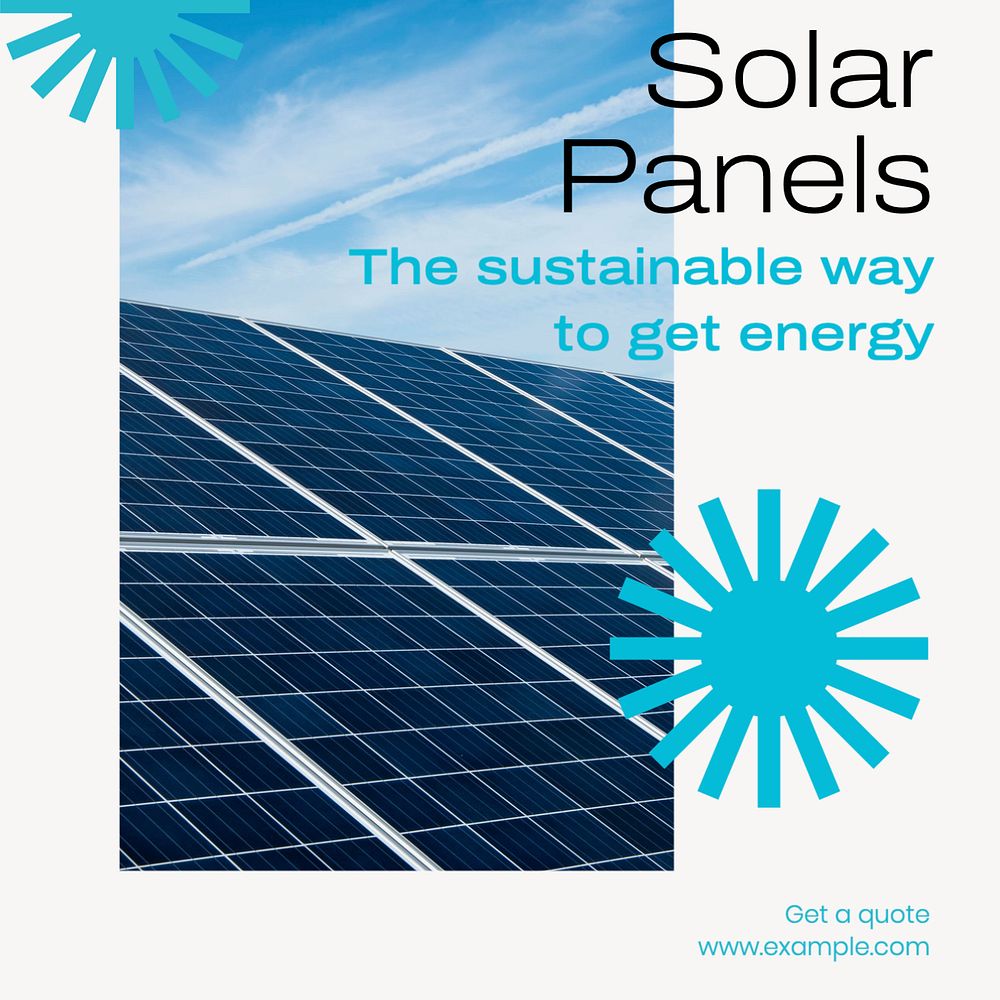 Solar panels Instagram post template, editable text