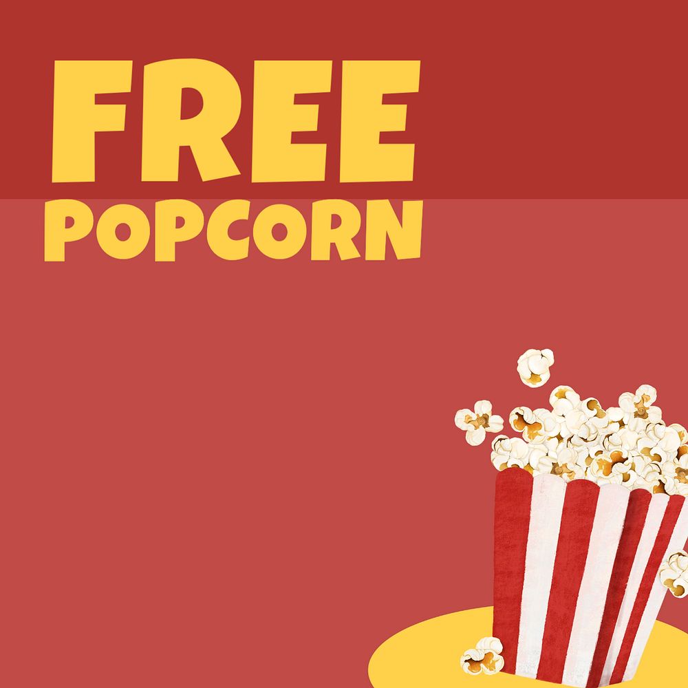 Free popcorn Instagram post template, editable text