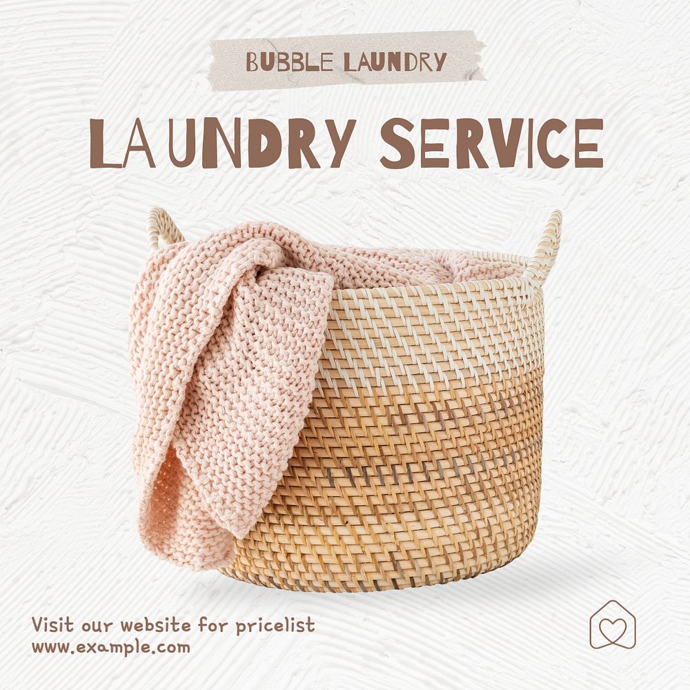 Laundry service Instagram post template, editable text