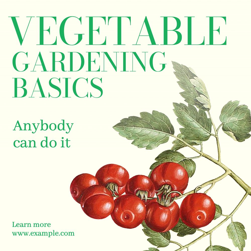 Vegetable gardening Instagram post template, editable text