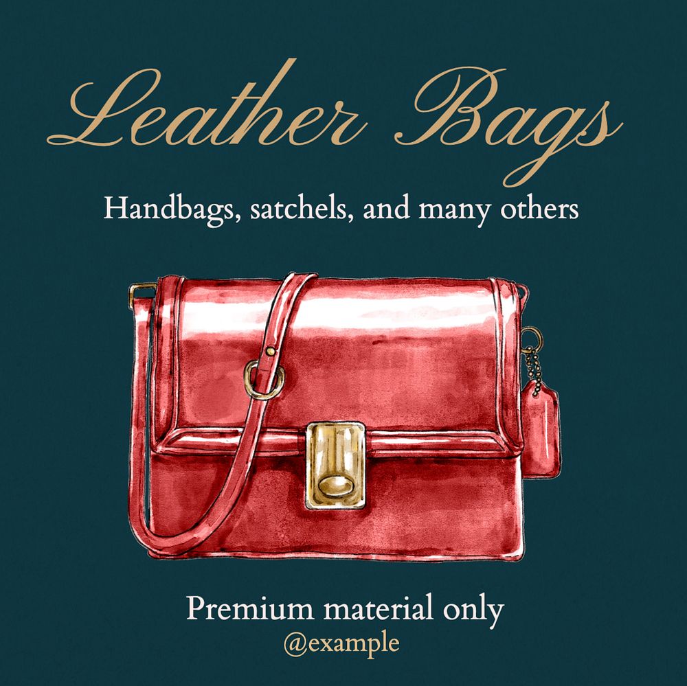 Leather bags Instagram post template, editable text