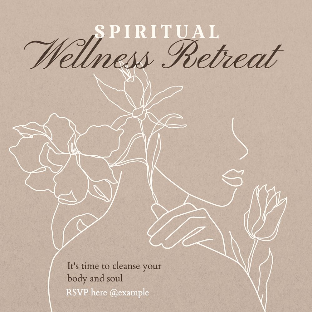 Spiritual wellness retreat Instagram post template, editable text