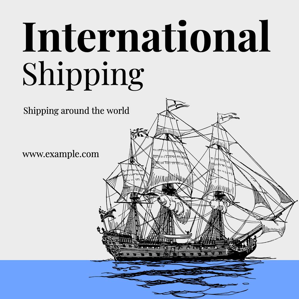 International shipping Instagram post template, editable text