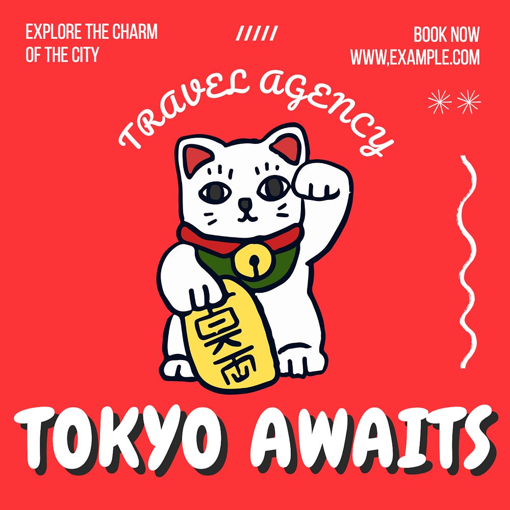 Tokyo awaits Instagram post template, editable text