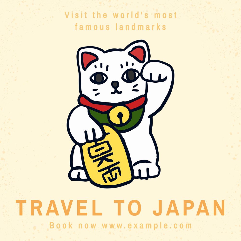 Travel to Japan Instagram post template, editable text