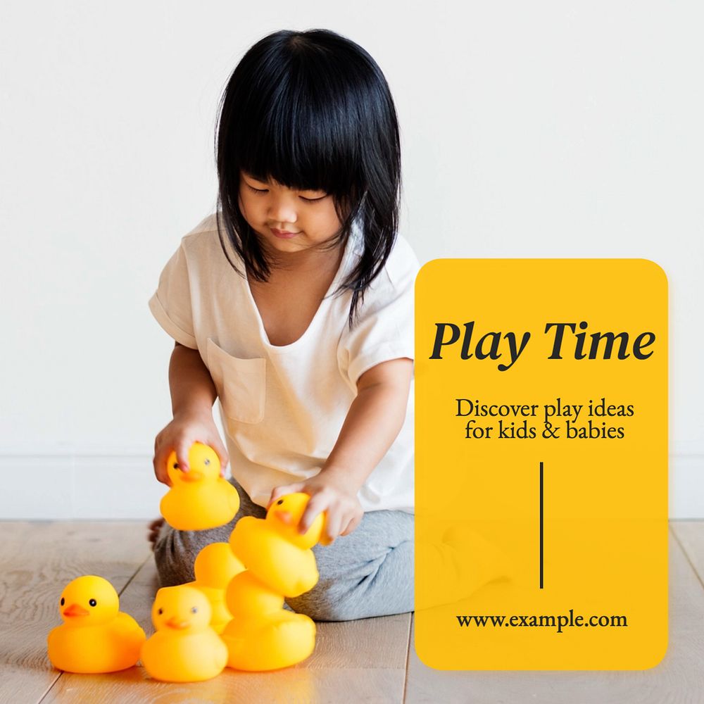 Play time Instagram post template, editable text