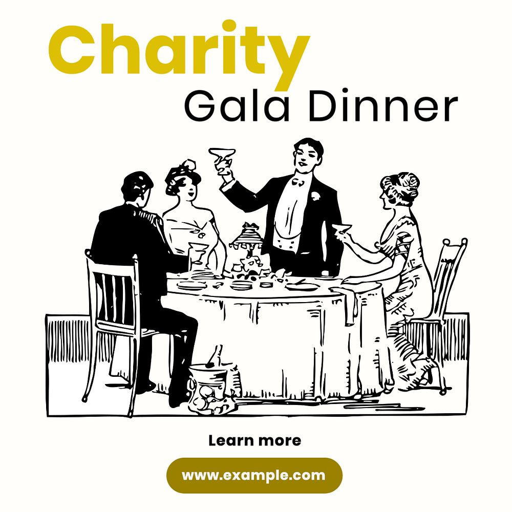 Gala dinner Instagram post template, editable text