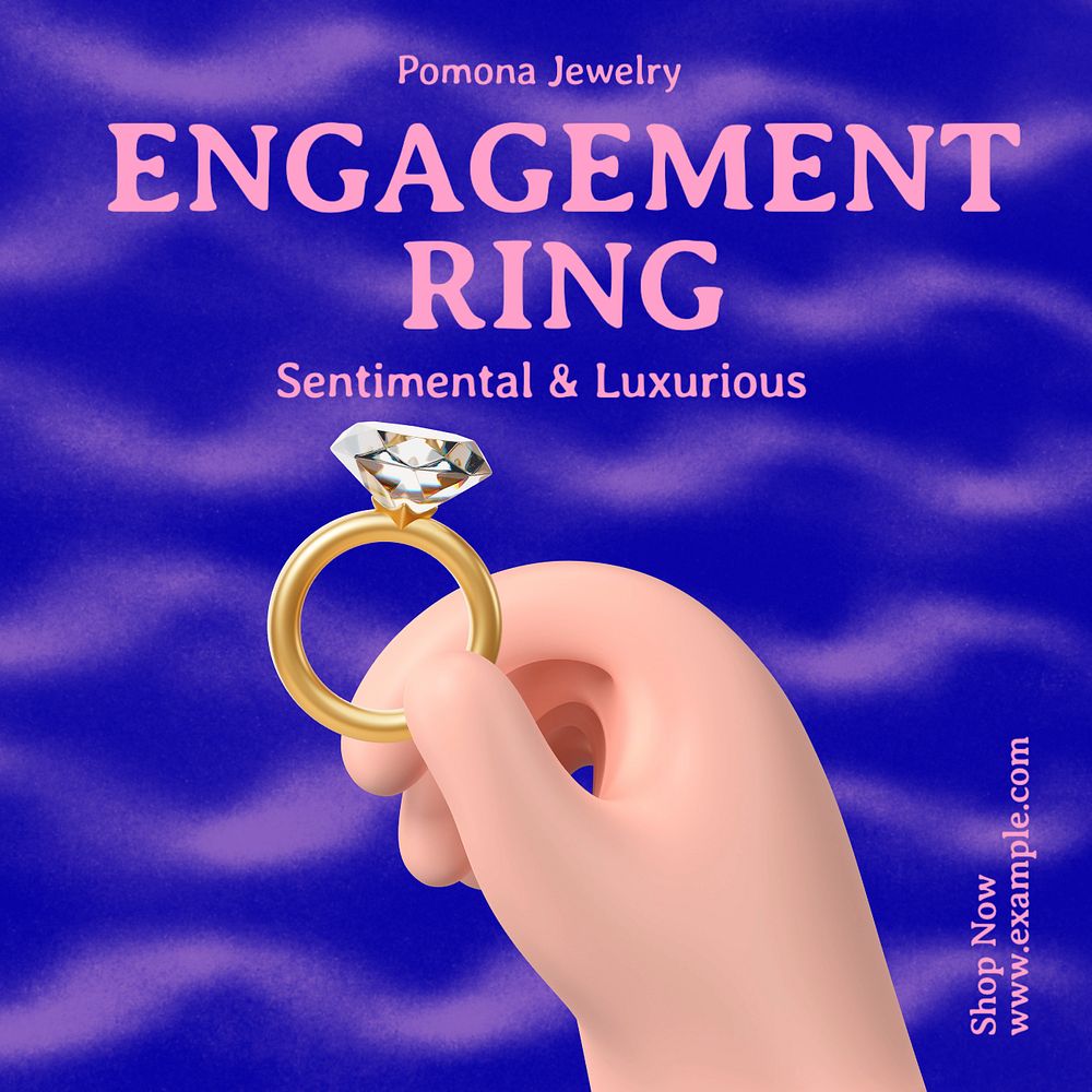 Engagement ring Instagram post template, editable text