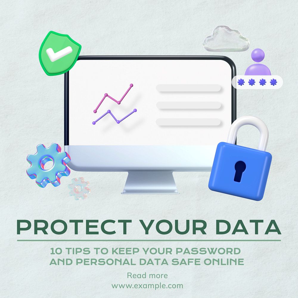 Data protection Instagram post templates, editable design