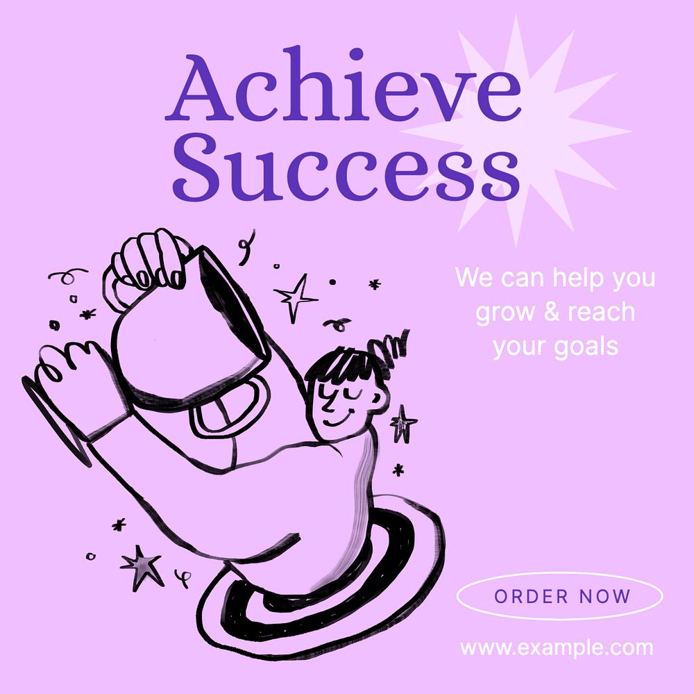 Achieve success Instagram post template, editable text