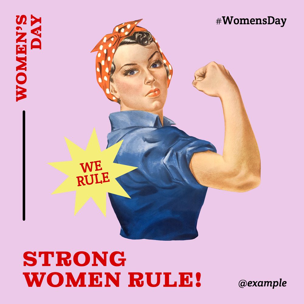 Strong women rules Instagram post template, editable text