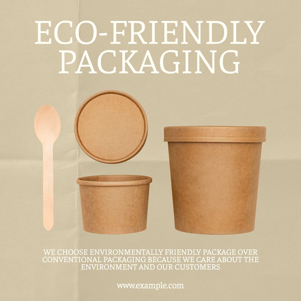 Eco-friendly packaging Instagram post template, editable text