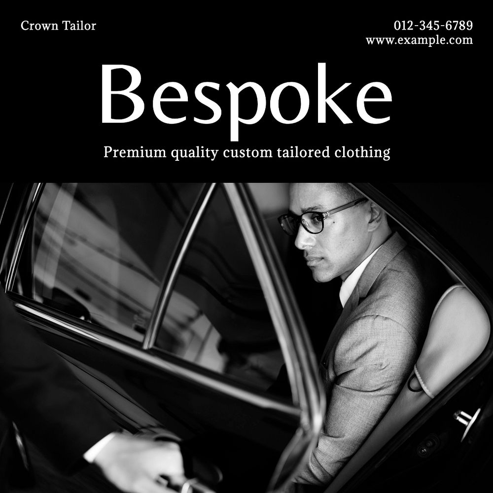 Bespoke clothes tailor Instagram post template, editable text