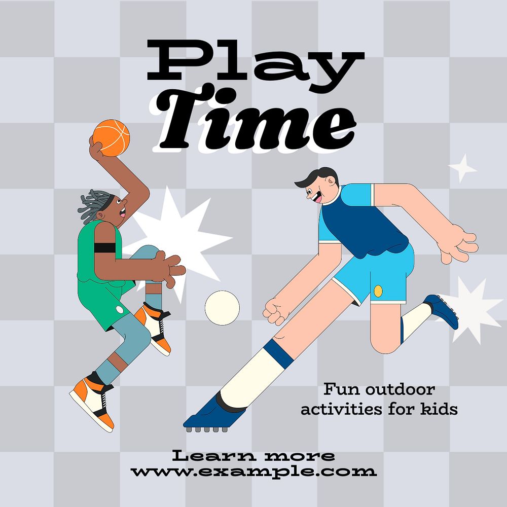 Play time Instagram post template, editable text