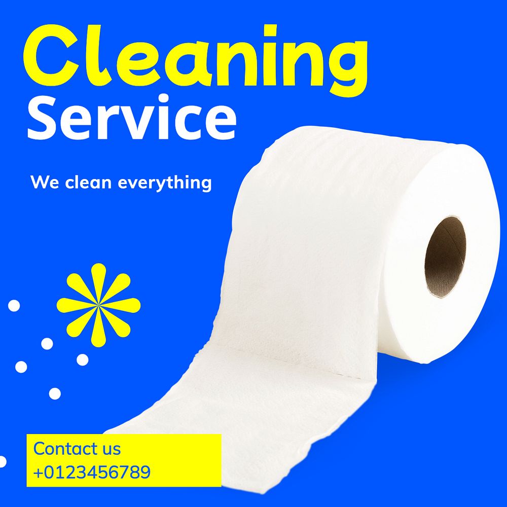 Cleaning service Instagram post template, editable text