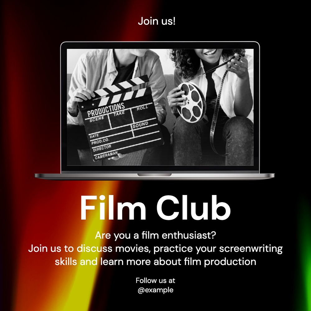 Film club Instagram post template, editable text