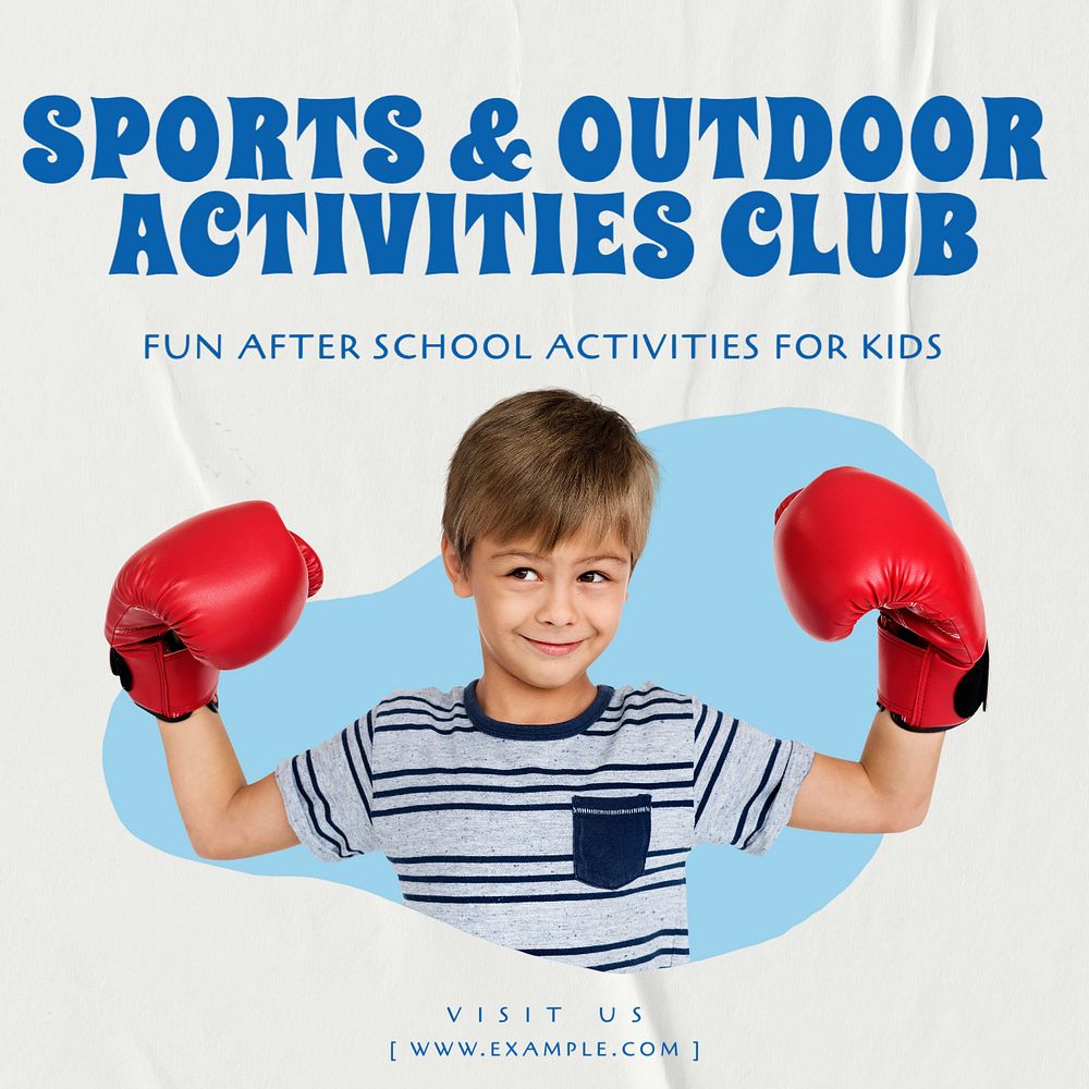 Kids sports club Instagram post template, editable text