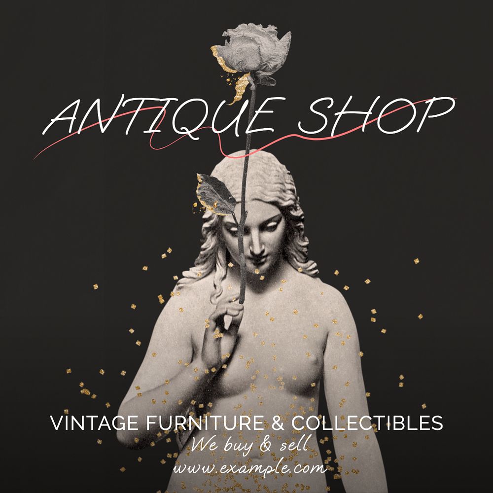 Antique shop Instagram post template, editable text