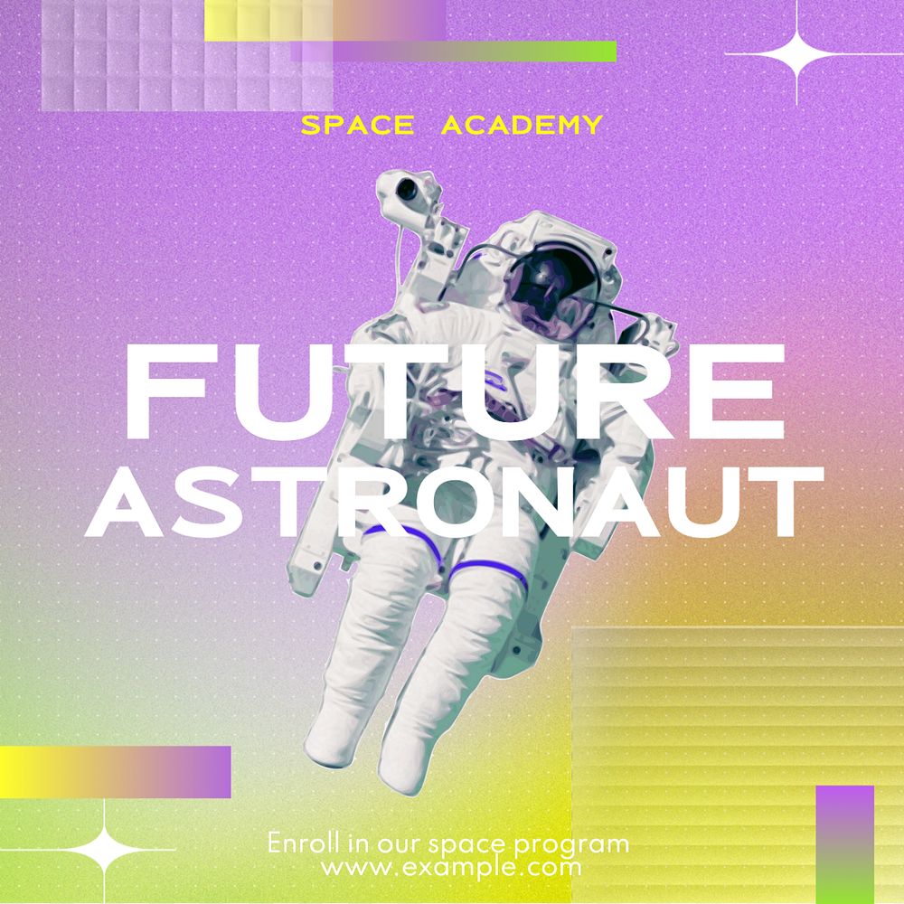 Future astronaut Instagram post template, editable text