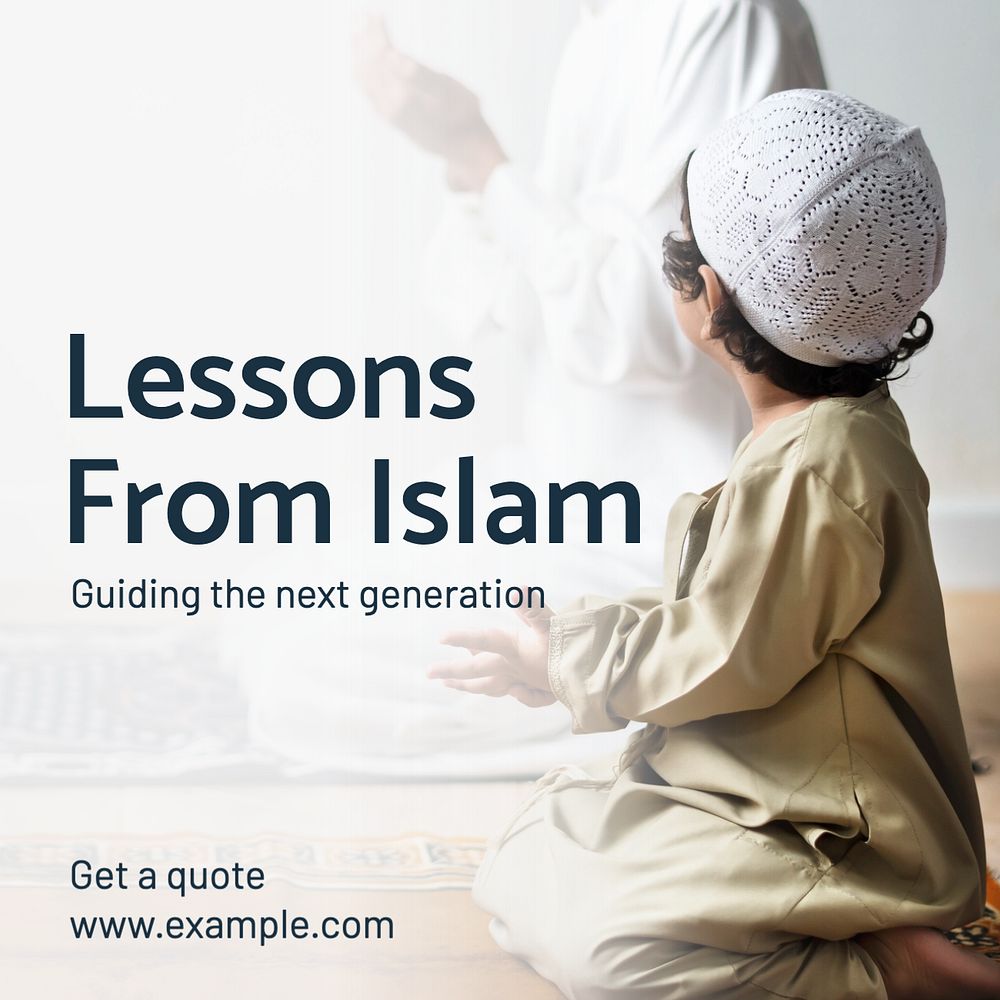 Lessons from Islam  Instagram post template, editable text