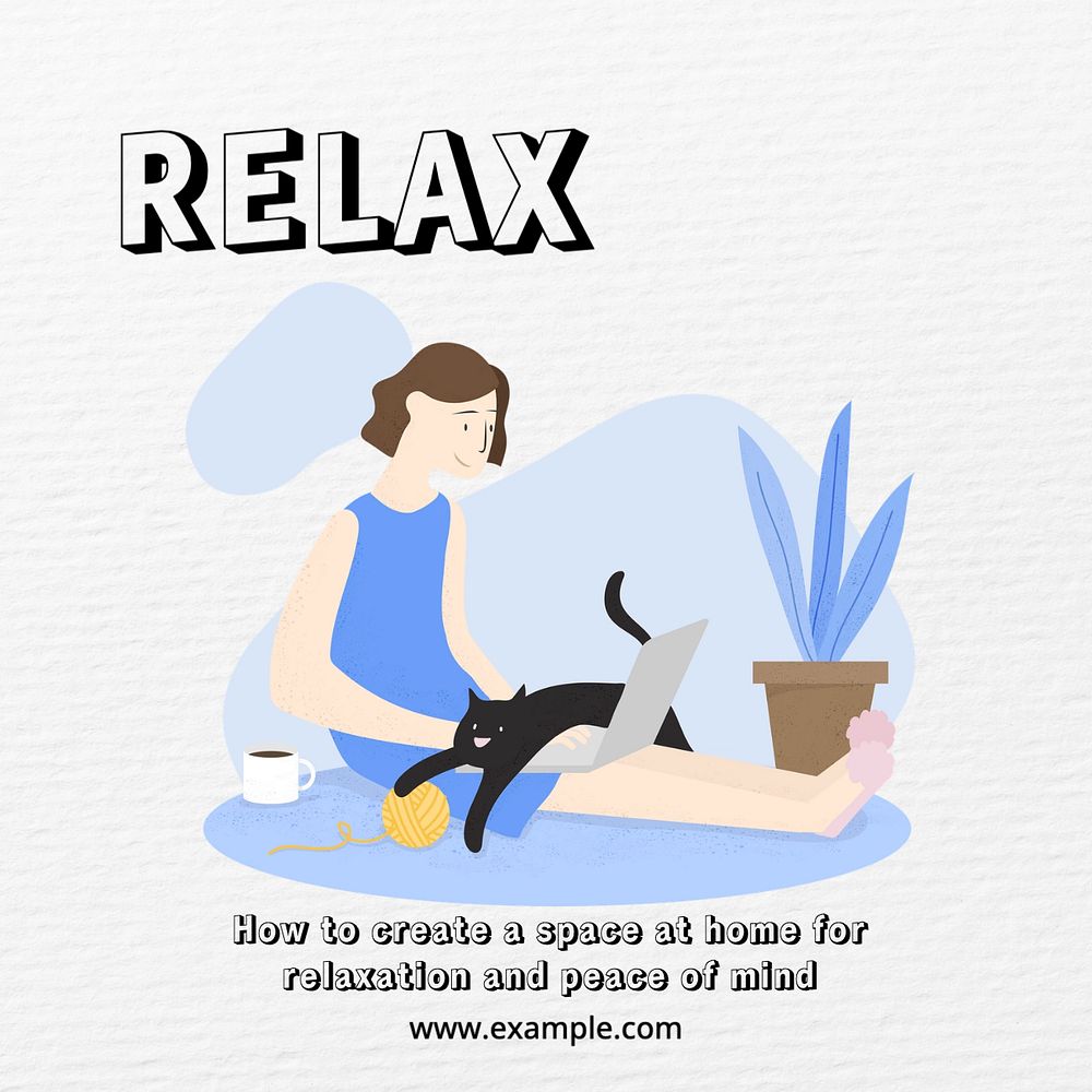 Relax at home Instagram post template, editable text