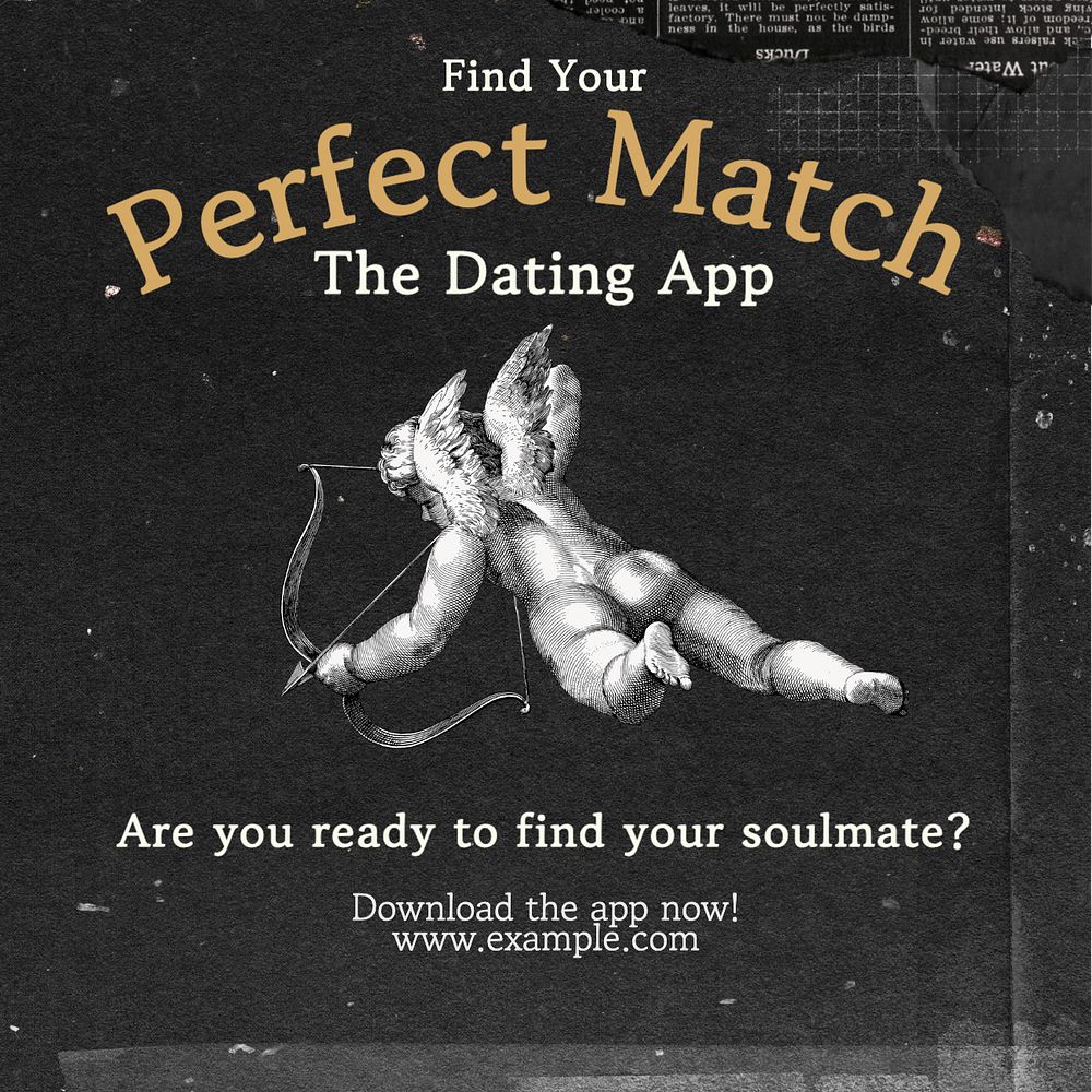 Online dating Instagram post template, editable text