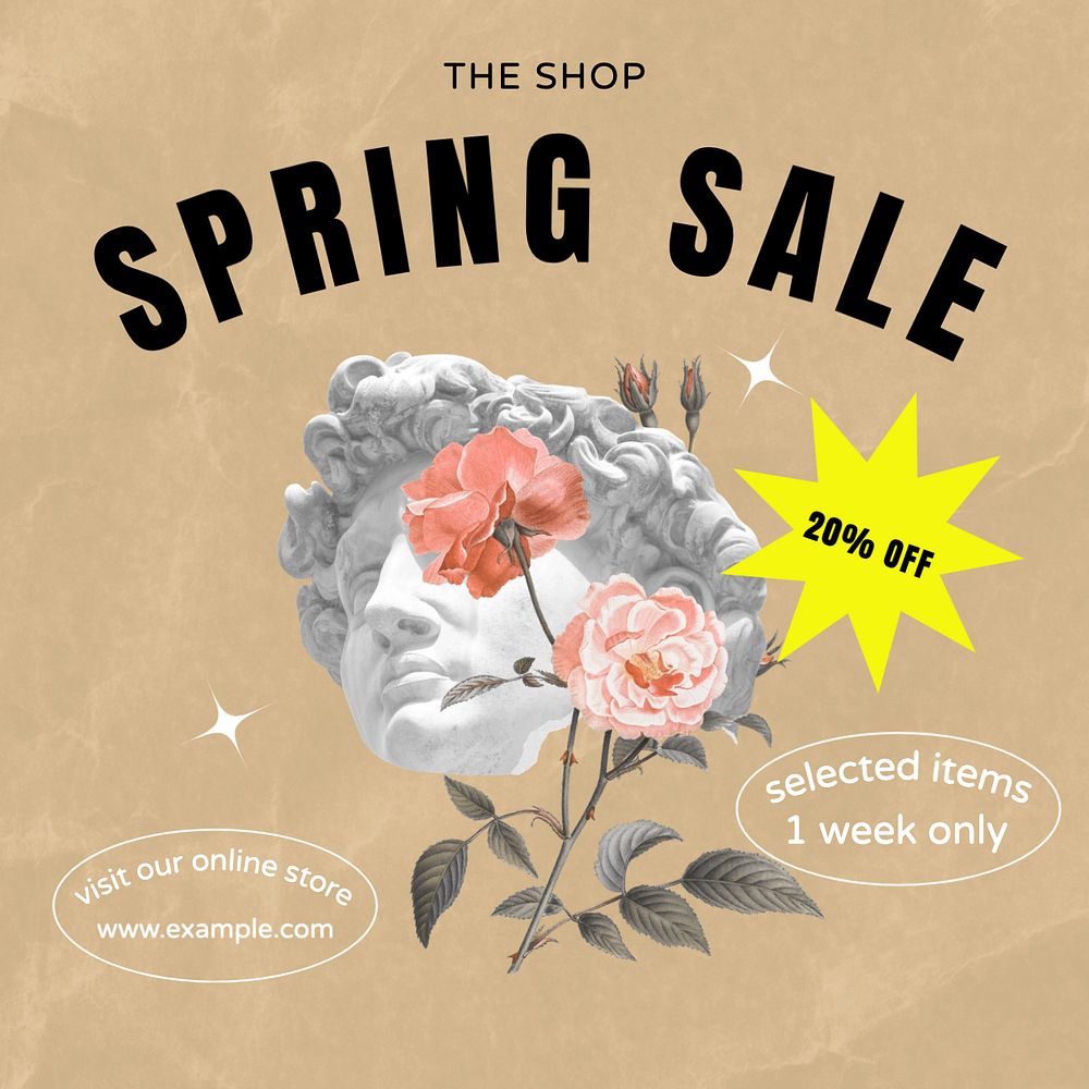 Spring sale Instagram post template, editable text