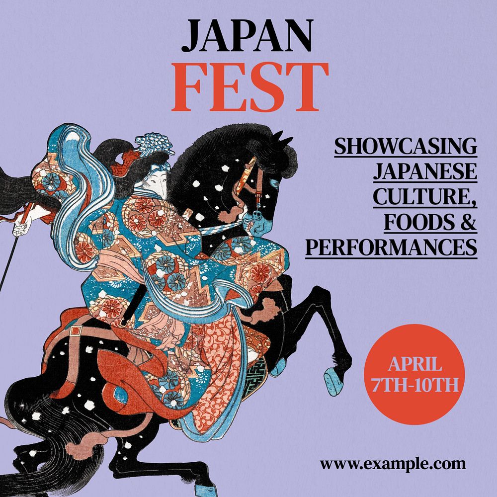 Japan festival Instagram post template, editable text