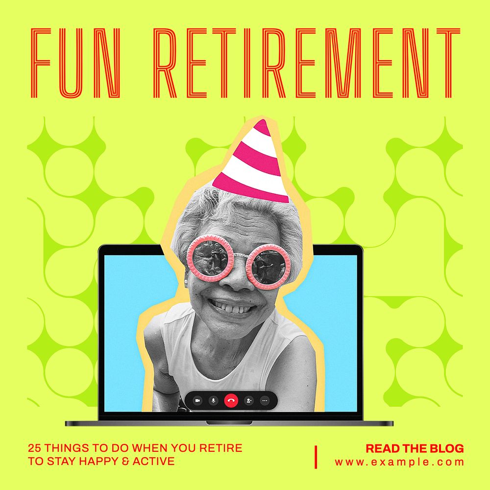 Fun retirement Instagram post template, editable text