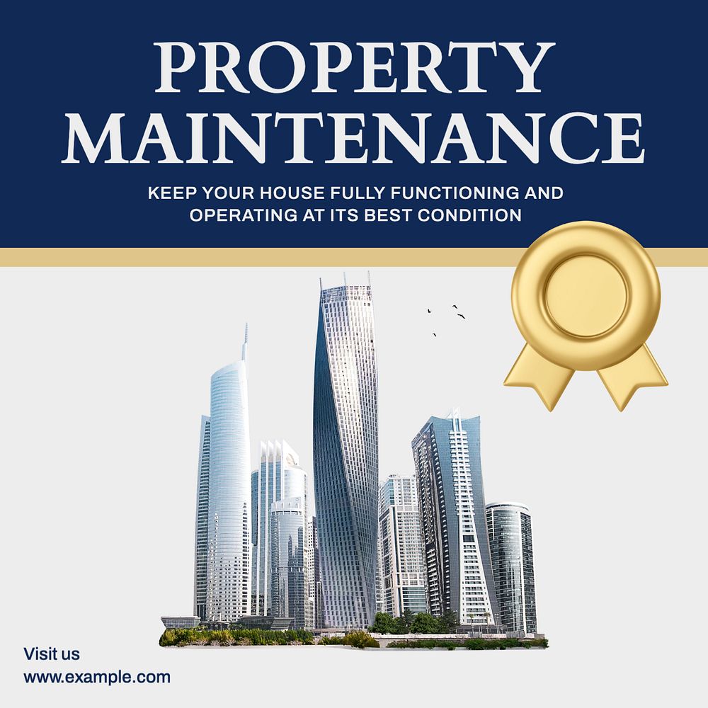 Property maintenance Instagram post template, editable text