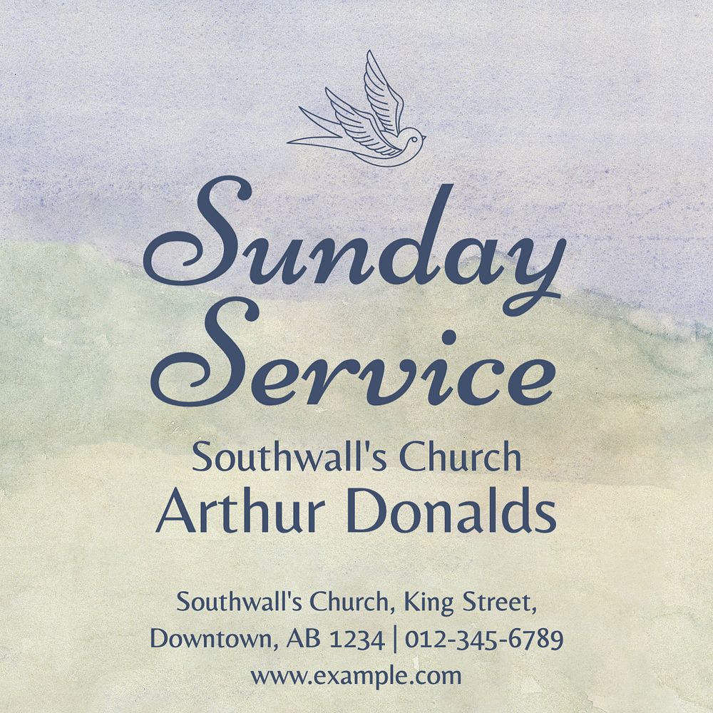 Sunday service Instagram post template, editable text