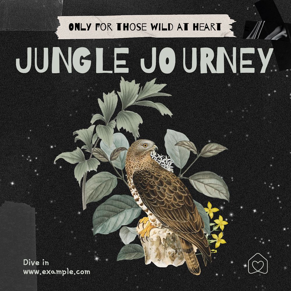 Jungle journey Instagram post template, editable text