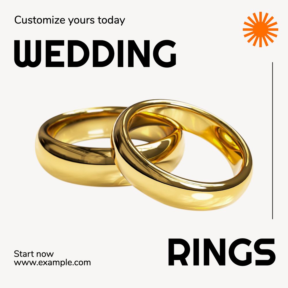 Wedding ring Instagram post template, editable text