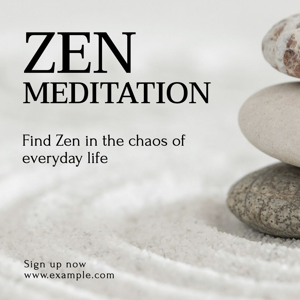 Zen meditation Instagram post template, editable text