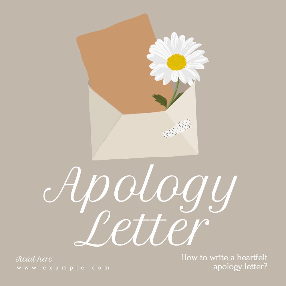 Apology letter Instagram post template, editable text